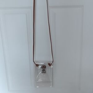Clear Crossbody Bag with Brown Strap